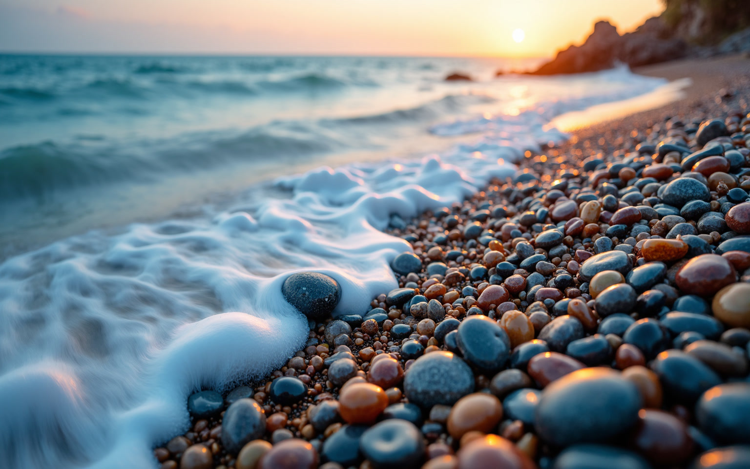 tranquil-coastal-sunset-with-smooth-pebble-stones-2